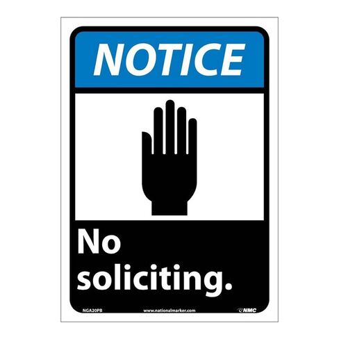 National Marker NGA20RB "Notice No Soliciting" Sign, Rigid Plastic, 14" x 10" in Kuwait