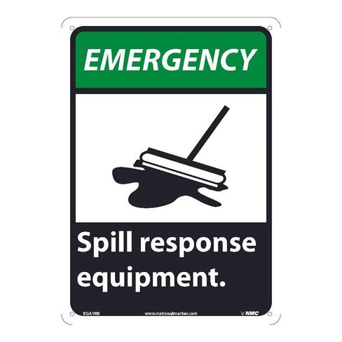 National Marker EGA1P "Spill Response Equipment" with Graphic Emergency Sign, PS Vinyl, 10" x 7" in Kuwait