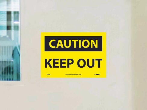 National Marker C41P Keep Out Caution Sign, PS Vinyl, 7" x 10" in Kuwait