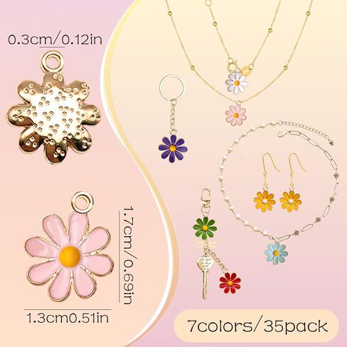 60 PCS سبيكة المينا ديزي زهرة زهور الزهور ذات طابع مختلف المجوهرات صنع سوار قلادة الإكسسوارات المجوهر in Kuwait