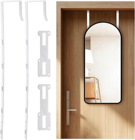 2 Pcs Over The Door Mirror Hanger with Protective Lining, Adjustable Door Mirrors Hanger Set, Five-Hole Over The Doors-Mirrors Hook, No Tools Needed in Saudi Arabia