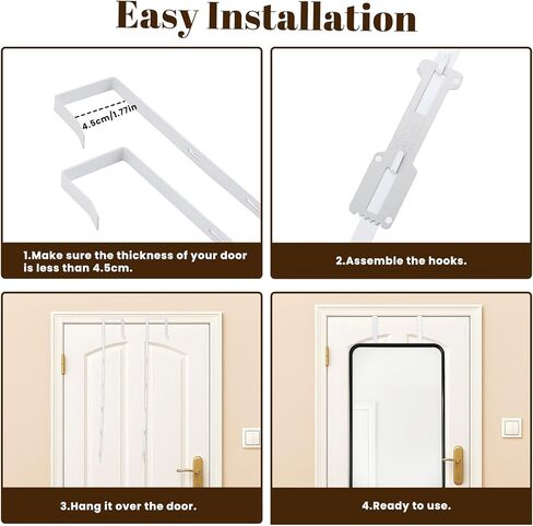 2 Pcs Over The Door Mirror Hanger with Protective Lining, Adjustable Door Mirrors Hanger Set, Five-Hole Over The Doors-Mirrors Hook, No Tools Needed in Saudi Arabia