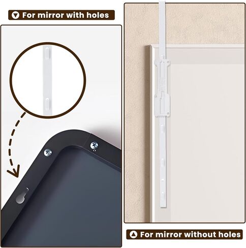 2 Pcs Over The Door Mirror Hanger with Protective Lining, Adjustable Door Mirrors Hanger Set, Five-Hole Over The Doors-Mirrors Hook, No Tools Needed in Saudi Arabia