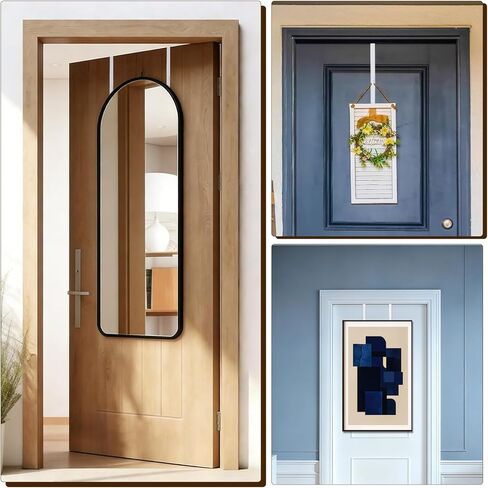 2 Pcs Over The Door Mirror Hanger with Protective Lining, Adjustable Door Mirrors Hanger Set, Five-Hole Over The Doors-Mirrors Hook, No Tools Needed in Saudi Arabia