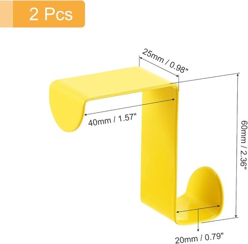 Over The Door Hooks,2pcs - Stainless Steel Door Hangers Hooks, S-Shaped Double Hooks for Hanging Clothes, Hats, Towels (Yellow) in Saudi Arabia