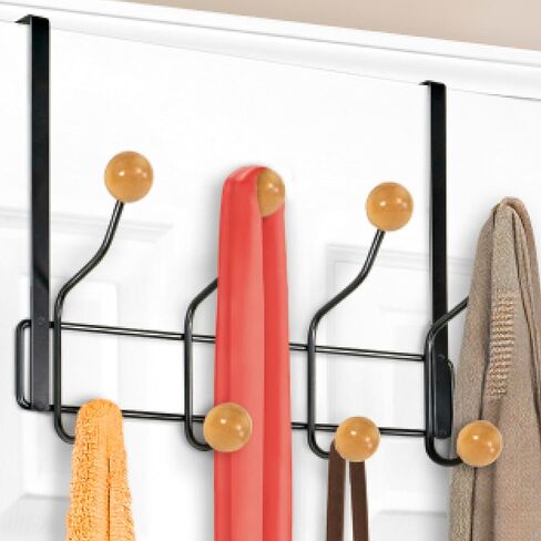 LYNK PROFESSIONAL® HOME™ Over Door Hooks Rack - 8 Hook Over Door Hanger - Over Door Towel Rack - Hanging Towels or Clothes - For Bathroom, Bedroom or Laundry Room – Lifetime Ltd. Warranty - Black/Wood in Saudi Arabia
