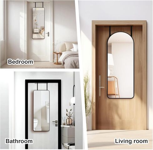 Tyqour Over The Door Hooks Over The Door Mirror Hanger Set, 4pcs Adjustable Mirror Door Hanging Hooks with Iron Filings & Screws, Black & Silver, Perfect for Hanging Over Door in Saudi Arabia