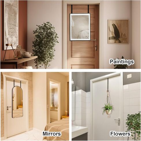 Tyqour Over The Door Hooks Over The Door Mirror Hanger Set, 4pcs Adjustable Mirror Door Hanging Hooks with Iron Filings & Screws, Black & Silver, Perfect for Hanging Over Door in Saudi Arabia