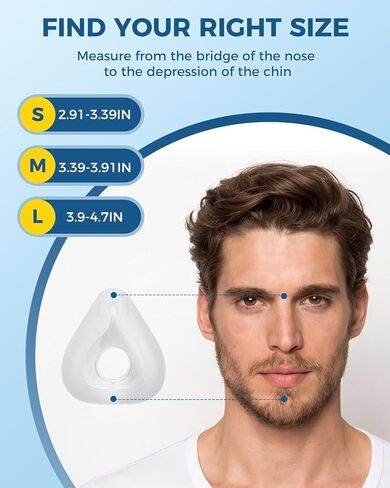 قناع CPAP من سلسلة TMS Comfort، أقنعة CPAP لكامل الوجه مع غطاء للرأس، نظام إطار بديل لـ AirFit F20، مجموعة تجميع الغطاء الكامل - تتضمن الكوع والوسادة، متوسط in Saudi Arabia