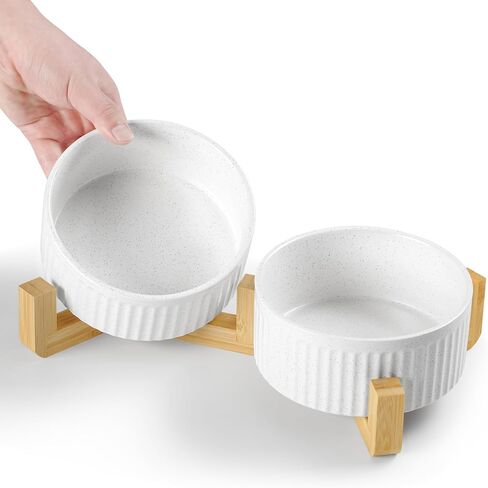 Non-Slip Ceramic Dog Bowls,6" Dog Food and Water Bowl Set with Silicone Base, 32oz/4cups Weighted Flip-Proof Pet Feeding Bowl for Medium Dogs (2Pack) in Saudi Arabia