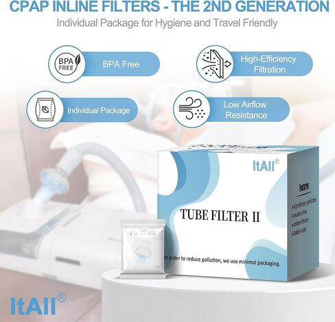 12 قطعة من مرشحات CPAP لـ CPAP وBiPAP، مرشحات مضمنة معاد تصميمها دون مقاومة تدفق الهواء، كفاءة ترشيح محسنة توفر تدفق هواء أنظف، متوافقة مع معظم أنابيب وآلات CPAP in Saudi Arabia