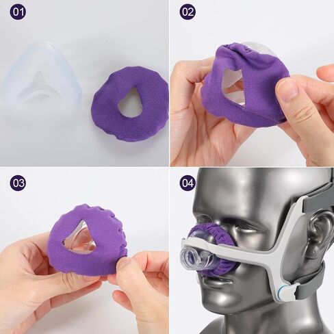 4 عبوات من بطانات قناع CPAP للأنف متوافقة مع وسائد قناع الأنف N20، أغطية قناع قابلة لإعادة الاستخدام لتوفير الراحة، أرجواني in Kuwait
