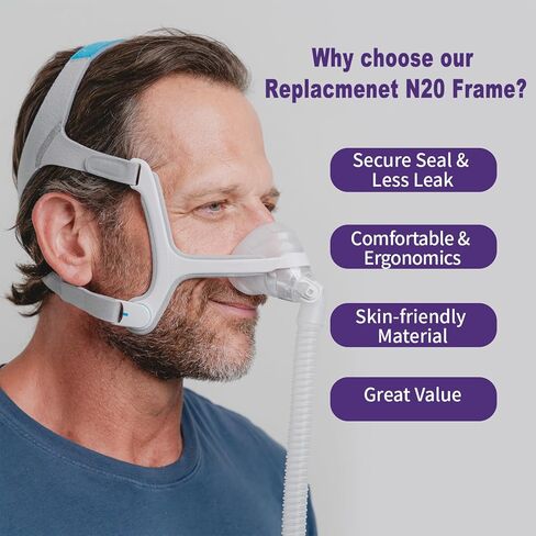 Replacement Airfit N20 Frame Compatible with N20 Nasal Mask, Great Value Includes 1 Frame + 2 Clips,Skin-Friendly Design,Secure Fit,Durable- One Size Fits All in Saudi Arabia