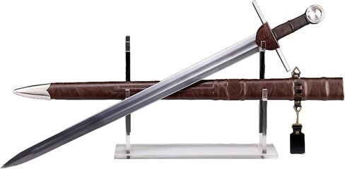 Sword Valley Classic-Style Decorative Rapier with Sheath - 304 Stainless Steel Construction - Full-Grain Leather Guard - Hand-Stitched Handle - Collection Display in Kuwait