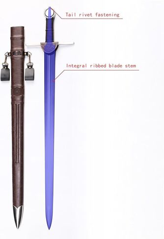 Sword Valley Classic-Style Decorative Rapier with Sheath - 304 Stainless Steel Construction - Full-Grain Leather Guard - Hand-Stitched Handle - Collection Display in Kuwait