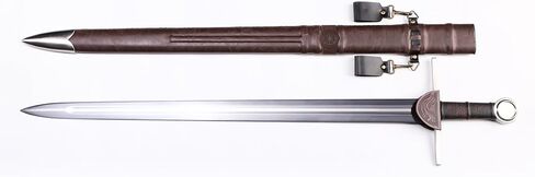 Sword Valley Classic-Style Decorative Rapier with Sheath - 304 Stainless Steel Construction - Full-Grain Leather Guard - Hand-Stitched Handle - Collection Display in Kuwait