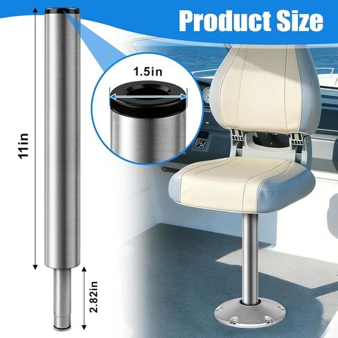 3/4" Boat Seat Pin Post, Aluminum Lock-in Extension Pole for Marine Boat Seat Base, Universal Mounting Pin Post for Pontoon, Fishing & Bass Boat 11"-1Pack in Saudi Arabia