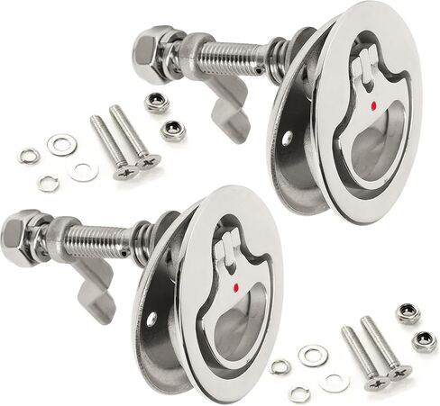 Boat Hatch Latch Stainless Steel Marine Slam Latch Boat Flush Pull Handle with Plate and Screws in Kuwait