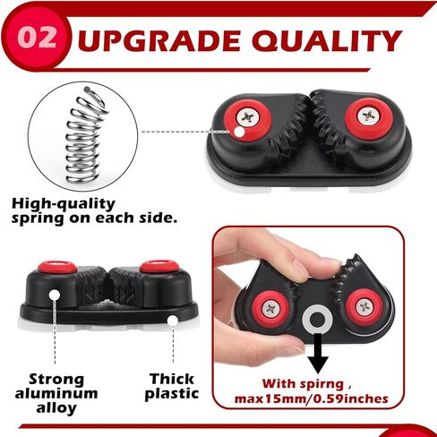 3 Pcs Kayak Cam Cleats Rope Cam Rope Cleat Lock Aluminum Cams Cleats Fast Entry Boat Dock Cleat for Line Sizes Upto 5/8-inch for Sailing Sailboat Kayak Boat Canoe Dinghy in Saudi Arabia