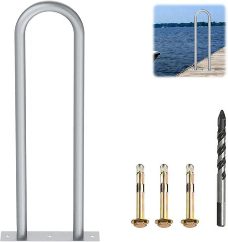 درابزين لصعود القارب بارتفاع 39.4 بوصة، وقضيب إمساك آمن للرصيف والقوارب مع لوحة قاعدة للأحواض الخارجية والأسطح والقوارب (سعة 350 رطل، رمادي فضي) in Kuwait