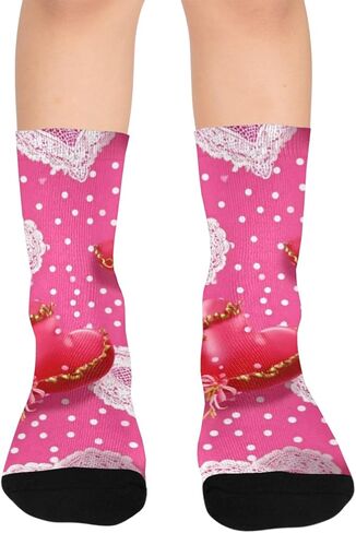 جوارب للتنزه سيرًا على الأقدام من الدانتيل على شكل قلب - جوارب شتوية حرارية سميكة دافئة للأطفال الصغار للأولاد والبنات للمدرسة، والارتداء اليومي والأنشطة الخارجية in Kuwait