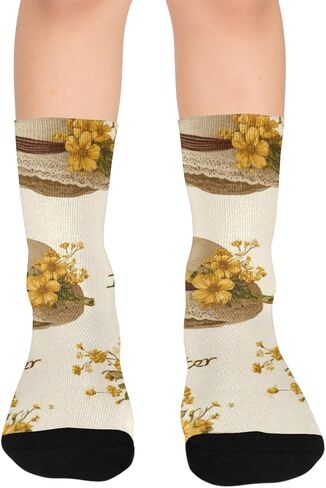 جوارب للمشي على شكل قبعة من القش على شكل زهور - جوارب شتوية حرارية سميكة دافئة للأطفال الصغار للأولاد والبنات للمدرسة، والارتداء اليومي والأنشطة الخارجية in Kuwait