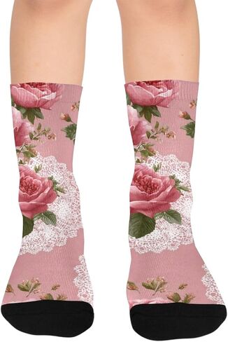 جوارب ربيعية من الدانتيل باللون الوردي للمشي لمسافات طويلة - جوارب شتوية حرارية سميكة دافئة للأطفال الصغار للأولاد والبنات للمدرسة، والارتداء اليومي والأنشطة الخارجية in Kuwait