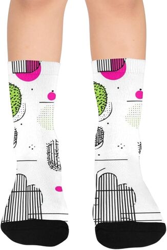 جوارب Doodle Cactus Art للمشي لمسافات طويلة - جوارب شتوية حرارية سميكة دافئة للأطفال الصغار للأولاد والبنات للمدرسة، والارتداء اليومي والأنشطة الخارجية in Kuwait