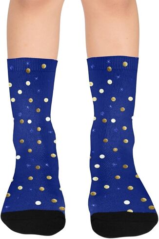 جوارب المشي لمسافات طويلة بطبعة نقاط سماوية زرقاء - جوارب شتوية حرارية سميكة دافئة للأولاد والبنات للمدرسة، والارتداء اليومي والأنشطة الخارجية in Kuwait