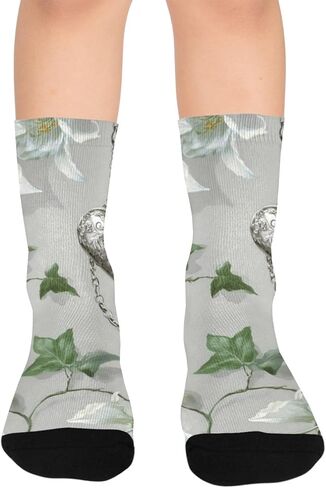 جوارب فضية على شكل قلب بلوم بيضاء للمشي لمسافات طويلة - جوارب شتوية حرارية سميكة دافئة للأولاد والبنات للمدرسة، والارتداء اليومي والأنشطة الخارجية in Kuwait