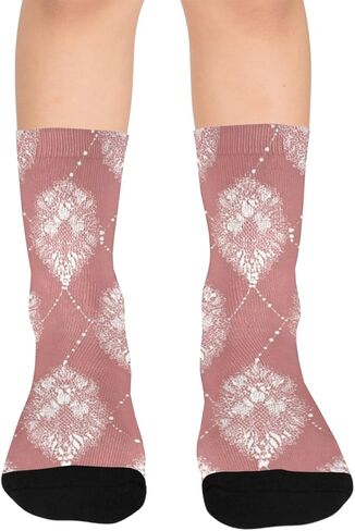 جوارب بيضاء للمشي لمسافات طويلة بطباعة زهور من الدانتيل - جوارب شتوية حرارية سميكة دافئة للأطفال الصغار للأولاد والبنات للمدرسة، والارتداء اليومي والأنشطة الخارجية in Kuwait