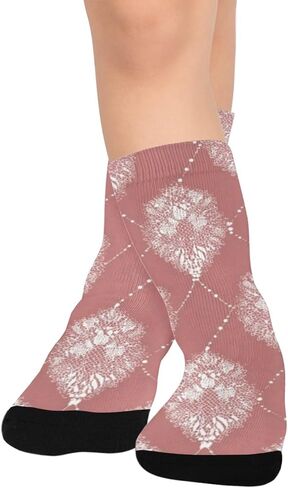 جوارب بيضاء للمشي لمسافات طويلة بطباعة زهور من الدانتيل - جوارب شتوية حرارية سميكة دافئة للأطفال الصغار للأولاد والبنات للمدرسة، والارتداء اليومي والأنشطة الخارجية in Kuwait