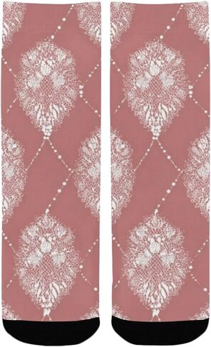 جوارب بيضاء للمشي لمسافات طويلة بطباعة زهور من الدانتيل - جوارب شتوية حرارية سميكة دافئة للأطفال الصغار للأولاد والبنات للمدرسة، والارتداء اليومي والأنشطة الخارجية in Kuwait