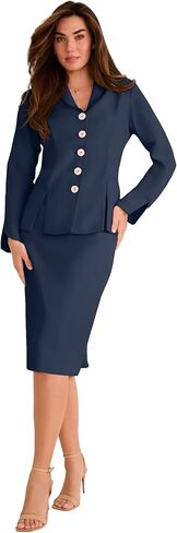 Roaman's Women's Plus Size Two-Piece Skirt Suit with Shawl-Collar Jacket in Saudi Arabia