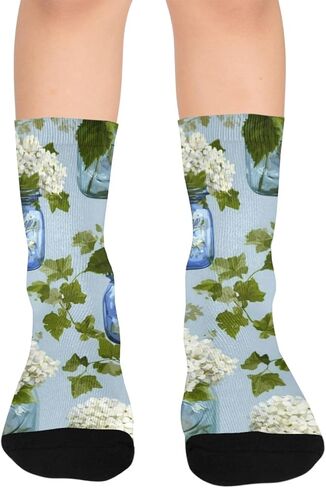 جوارب Hydrangea Jar باللون الأزرق الداكن للمشي لمسافات طويلة - جوارب شتوية حرارية سميكة دافئة للأولاد والبنات للمدرسة، والارتداء اليومي والأنشطة الخارجية in Kuwait