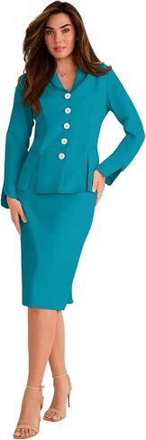 Roaman's Women's Plus Size Two-Piece Skirt Suit with Shawl-Collar Jacket in Saudi Arabia