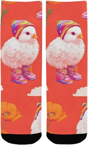 جوارب الشتاء للمشي لمسافات طويلة على شكل زهرة الفرخ - جوارب شتوية سميكة دافئة للأولاد والبنات الصغار للمدرسة، والارتداء اليومي والأنشطة الخارجية in Kuwait