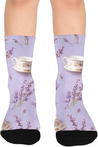 جوارب المشي لمسافات طويلة على شكل الشاي الأرجواني - جوارب شتوية حرارية سميكة دافئة للأولاد والبنات الصغار للمدرسة، والارتداء اليومي والأنشطة الخارجية in Kuwait