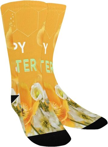 جوارب المشي لمسافات طويلة باللون الأصفر على شكل بيضة عيد الفصح من الخشخاش - جوارب شتوية حرارية سميكة دافئة للأولاد والبنات للمدرسة، والارتداء اليومي والأنشطة الخارجية in Kuwait