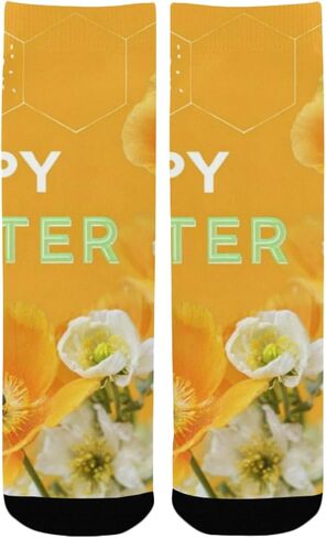 جوارب المشي لمسافات طويلة باللون الأصفر على شكل بيضة عيد الفصح من الخشخاش - جوارب شتوية حرارية سميكة دافئة للأولاد والبنات للمدرسة، والارتداء اليومي والأنشطة الخارجية in Kuwait