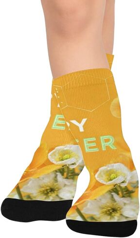 جوارب المشي لمسافات طويلة باللون الأصفر على شكل بيضة عيد الفصح من الخشخاش - جوارب شتوية حرارية سميكة دافئة للأولاد والبنات للمدرسة، والارتداء اليومي والأنشطة الخارجية in Kuwait