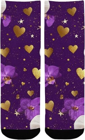 جوارب لافندر ذهبية على شكل قلب للمشي لمسافات طويلة - جوارب شتوية حرارية سميكة دافئة للأطفال الصغار للأولاد والبنات للمدرسة، والارتداء اليومي والأنشطة الخارجية in Kuwait