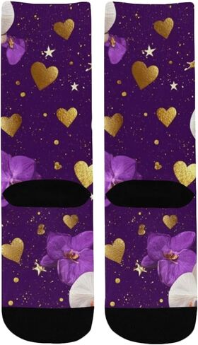 جوارب لافندر ذهبية على شكل قلب للمشي لمسافات طويلة - جوارب شتوية حرارية سميكة دافئة للأطفال الصغار للأولاد والبنات للمدرسة، والارتداء اليومي والأنشطة الخارجية in Kuwait