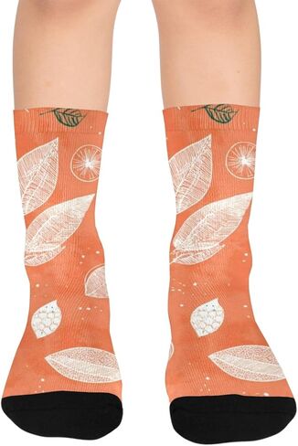 جوارب المشي لمسافات طويلة بزخارف أوراق الشجر - جوارب شتوية حرارية سميكة دافئة للأولاد والبنات الصغار للمدرسة، والارتداء اليومي والأنشطة الخارجية in Kuwait