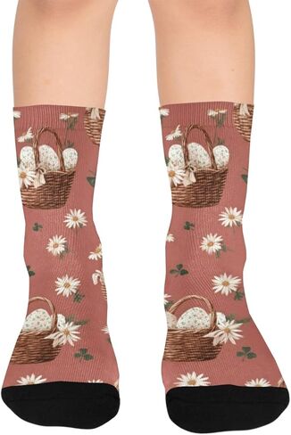 جوارب عيد الفصح باللون البرتقالي للمشي لمسافات طويلة - جوارب شتوية حرارية سميكة دافئة للأولاد والبنات للمدرسة، والارتداء اليومي والأنشطة الخارجية in Kuwait