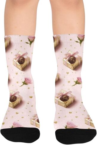 جوارب ذهبية للمشي على شكل قلب - جوارب شتوية حرارية سميكة دافئة للأطفال الصغار للأولاد والبنات للمدرسة، والارتداء اليومي والأنشطة الخارجية in Kuwait