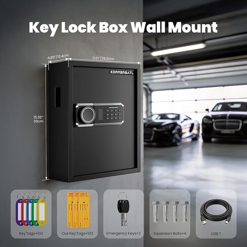 صندوق قفل المفتاح الإلكتروني ذو 103 وضعيات شديدة التحمل من KornerBatl مع فتحة مفتاح مضادة للسرقة وعلامات خروج للمفاتيح، حامل جداري لصندوق المفاتيح مع رمز للمكتب المنزلي in Kuwait