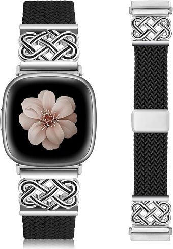 TOYOUTHS شريط مغناطيسي مجدول متوافق مع Fitbit Versa 4 3/Fitbit Sense 2 1 Bands للنساء، حزام منسوج من نسيج النايلون المرن المصنوع من المعدن السلتي الأنيق لساعة Versa 3 4 Sense 2 الذكية in Kuwait