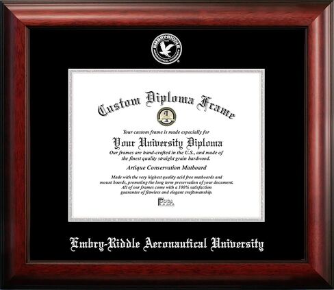 Campus Images NCAA Embry-Riddle Eagles Unisex Silver Embossed Diploma Frame Embry-Riddle Eagles 11Wx 8.5H Silver Embossed Diploma Frame, Brown, One Size in Saudi Arabia