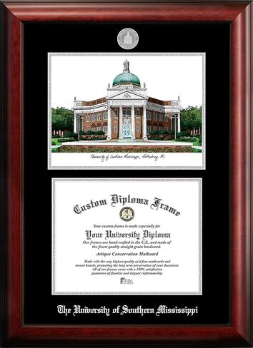Campus Images NCAA Southern Mississippi Golden Eagles Unisex Silver Medallion Frame Southern Mississippi 11w x 8.5h Silver Embossed Diploma Frame Lithograph, Brown, One Size in Saudi Arabia